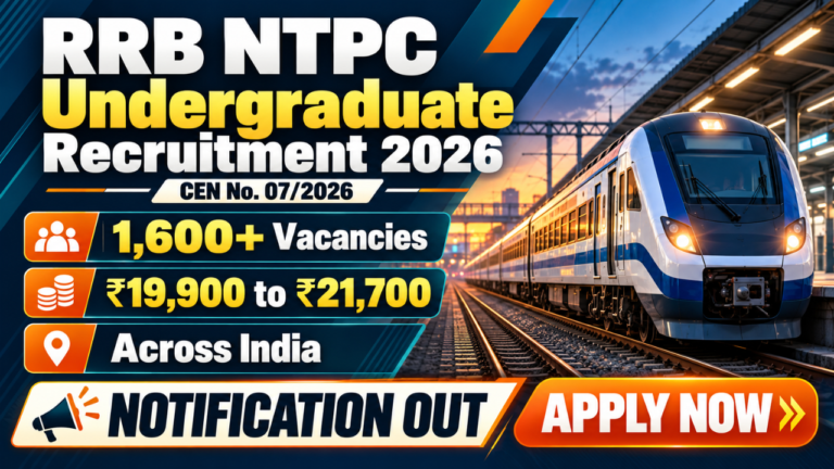 RRB NTPC Undergraduate Vacancy 2026: Apply for 1,688 Railway Jobs, Check Eligibility, Salary and Exam Pattern