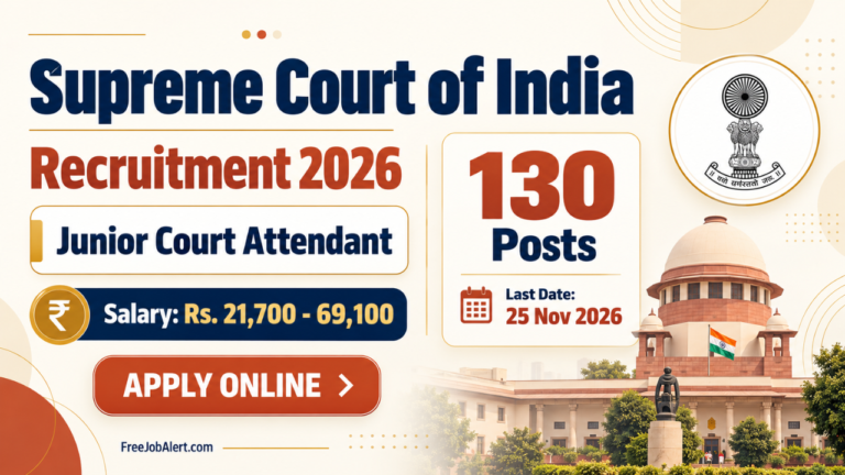 Supreme Court Junior Court Attendant Recruitment 2026: 130 Vacancies, Eligibility, Salary and Apply Online